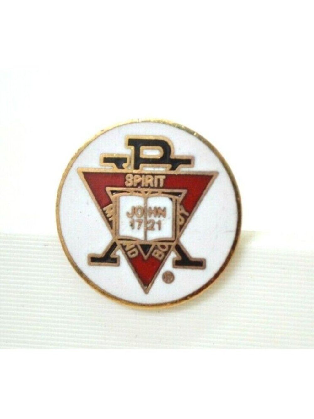 Spirit Mind Body Pin John 17:21 XP Gold Tone Lapel Bag Gear